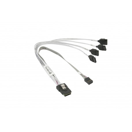 Kabel Supermicro MiniSAS-4xSATA 23cm z kablem Sideband 25cm