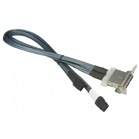 Kabel MiniSAS wewnętrzny na 2 porty zewnętrzne niskoprofilowe 66/59cm Supermicro CBL-0168L-LP