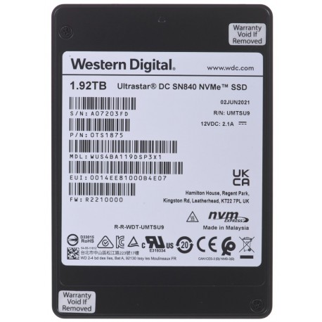 Dysk SSD Western Digital Ultrastar DC SN840 1.92TB U.2 PCIe NVMe 3.1 x4