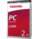HD2.5&quot SATA3 2TB Toshiba L200/5.4k/9.5mm